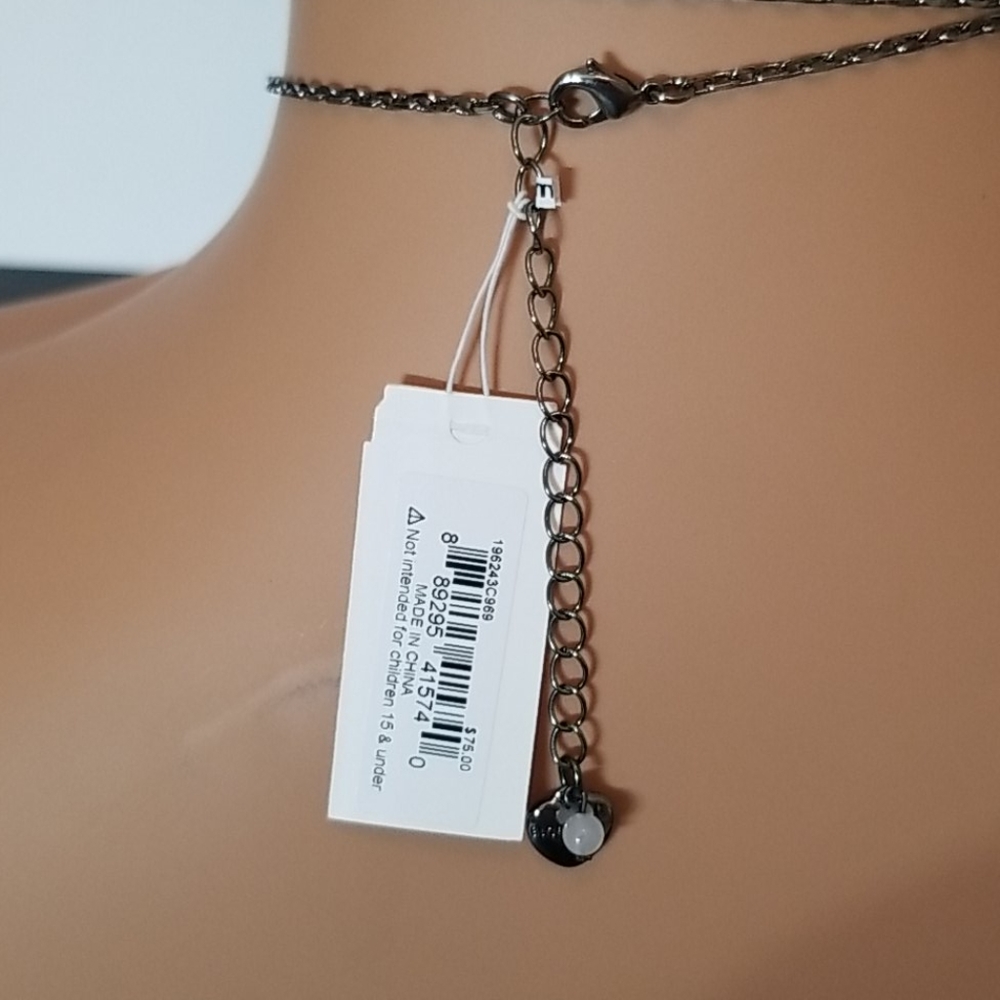 Betsey Johnson Black Peacock Statement Necklace  - Picture 7 of 8